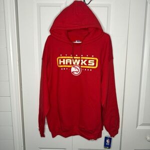 NWT Atlanta Hawks Red Hoodie Sweatshirt Pullover Size XL Kangaroo Pocket New NBA